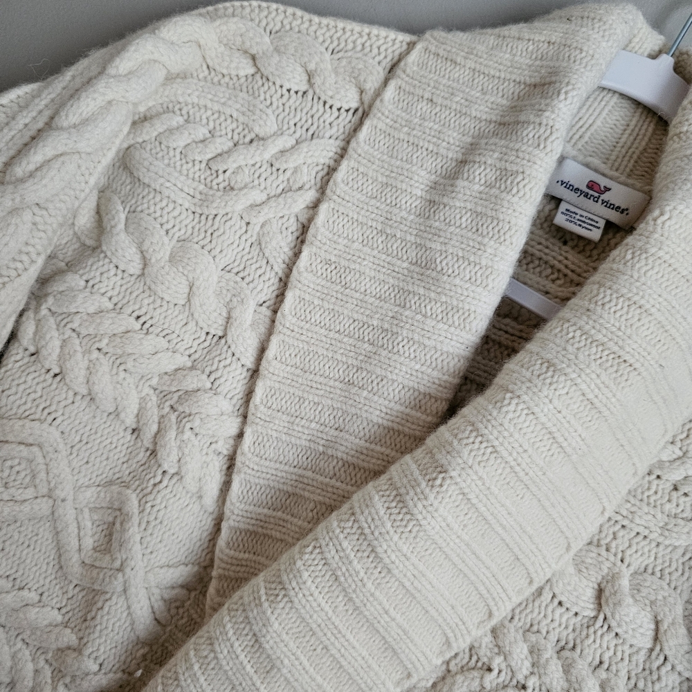 Vineyard Vines Cream Cable Knit Cardigan